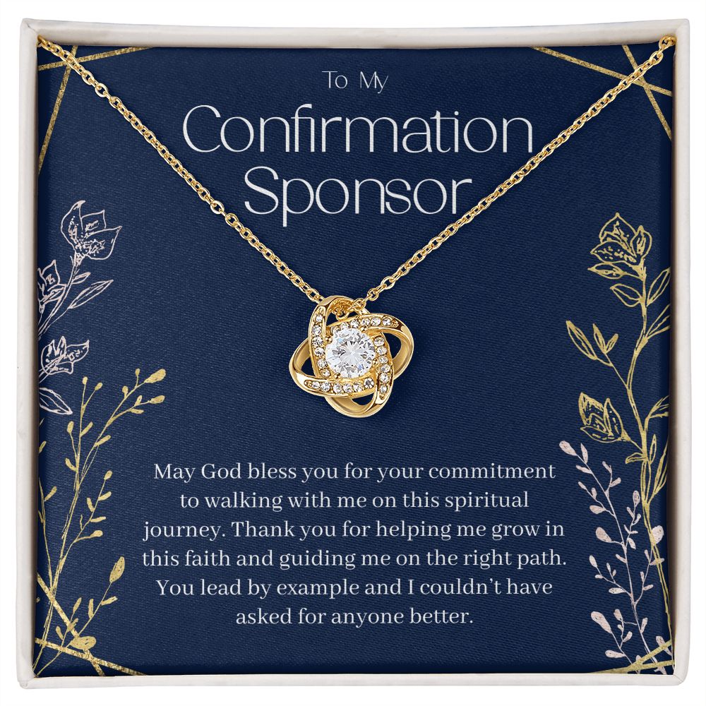 Confirmation Sponsor Gift for Women, Godmother Gift, Confirmation Gift, Gift from Goddaughter, Religious Jewelry, Love Knot 08e_r