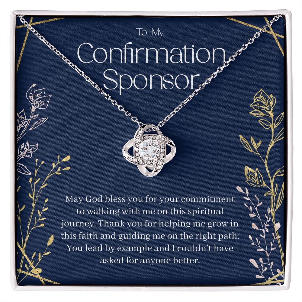 Confirmation Sponsor Gift for Women, Godmother Gift, Confirmation Gift, Gift from Goddaughter, Religious Jewelry, Love Knot 08e_r