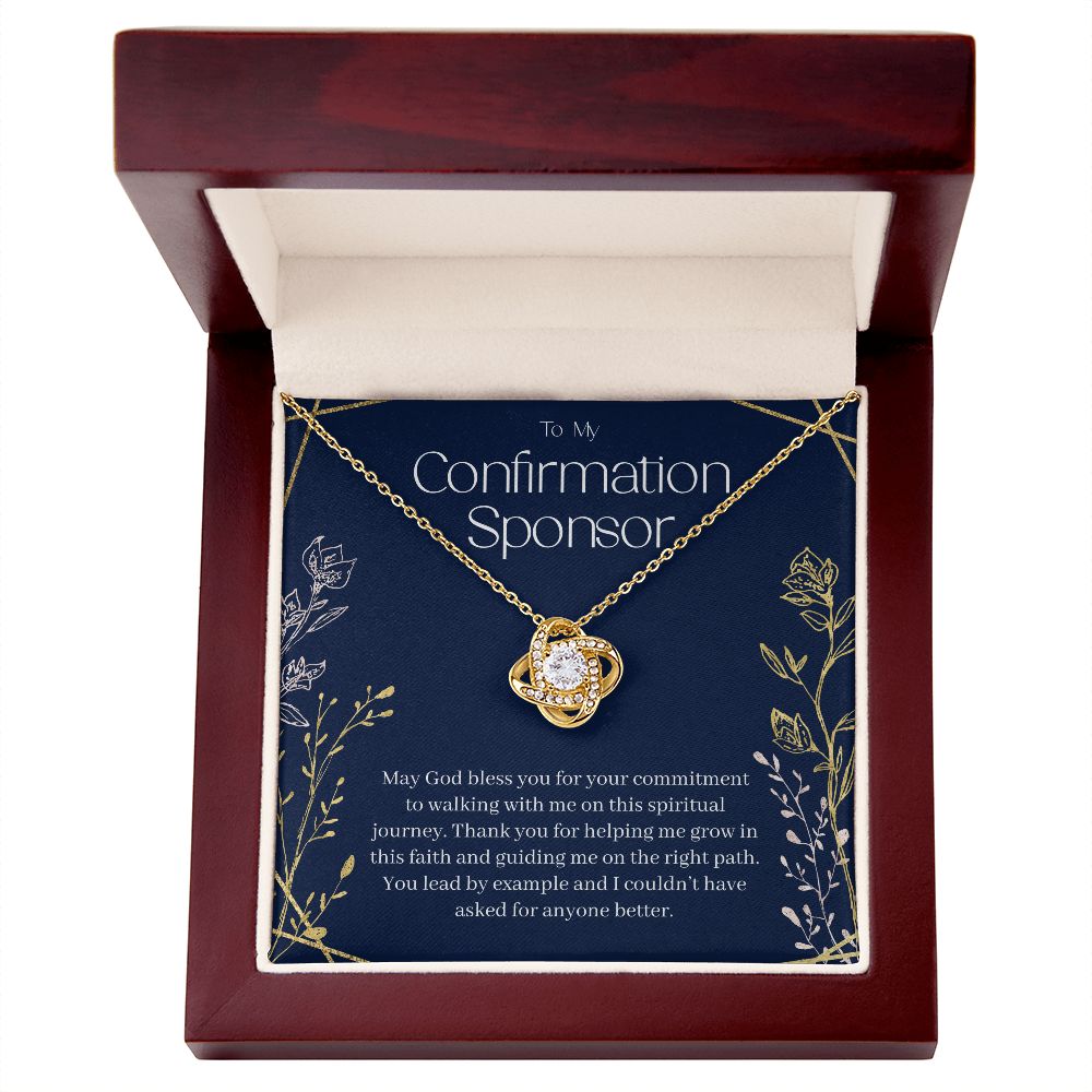 Confirmation Sponsor Gift for Women, Godmother Gift, Confirmation Gift, Gift from Goddaughter, Religious Jewelry, Love Knot 08e_r