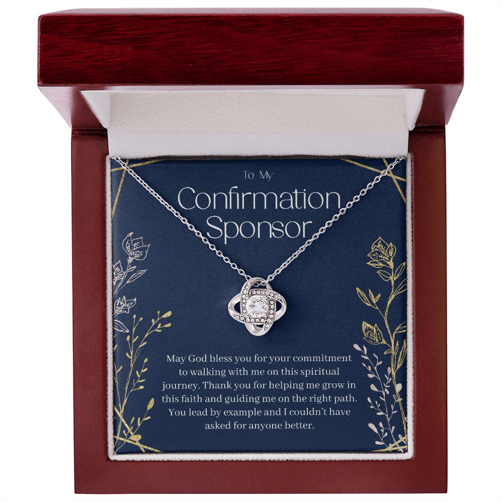 Confirmation Sponsor Gift for Women, Godmother Gift, Confirmation Gift, Gift from Goddaughter, Religious Jewelry, Love Knot 08e_r