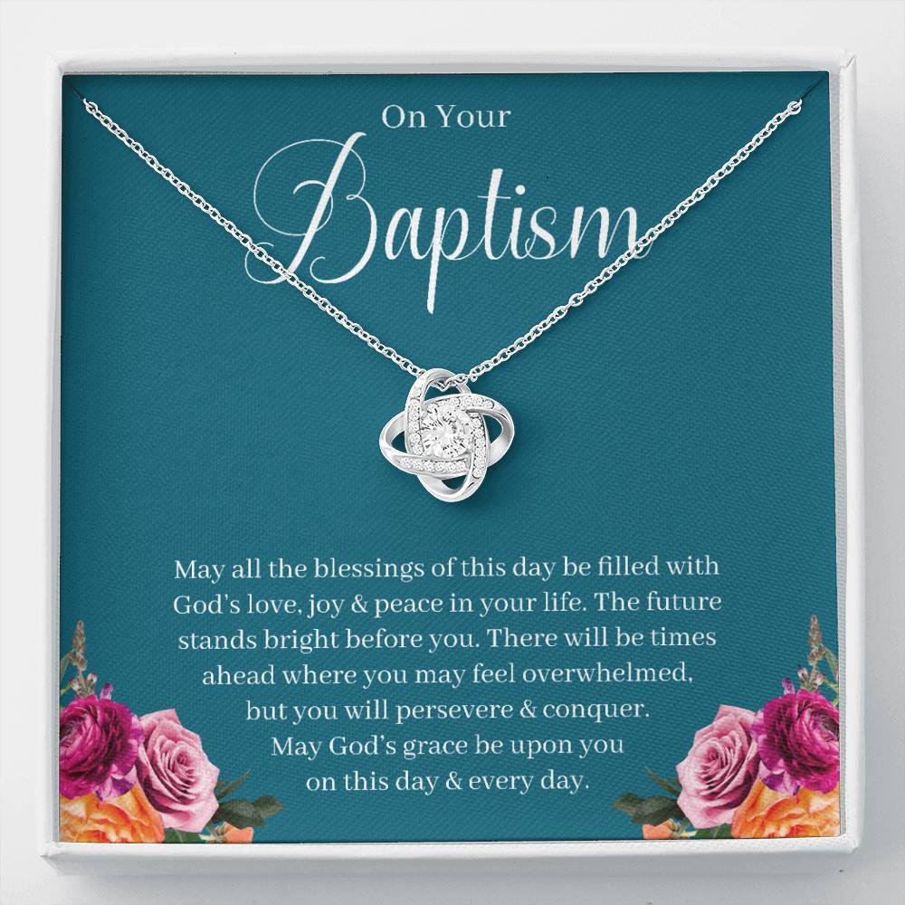 Adult Baptism Gift, Baptism Necklace, Baptism Keepsake, LDS Gift, Jewelry Baptism Gift, Adult Christening Gift Love Knot 08a