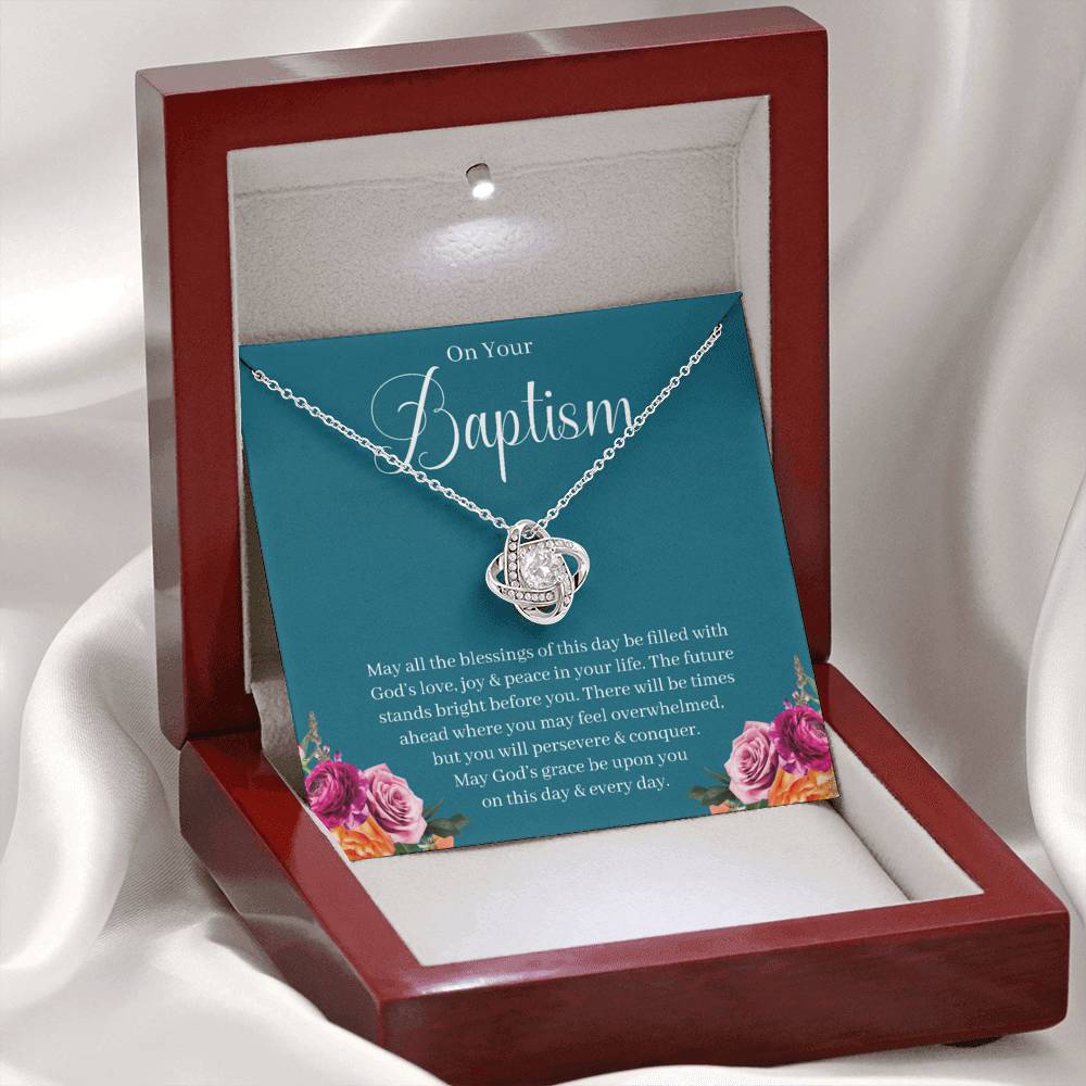 Adult Baptism Gift, Baptism Necklace, Baptism Keepsake, LDS Gift, Jewelry Baptism Gift, Adult Christening Gift Love Knot 08a