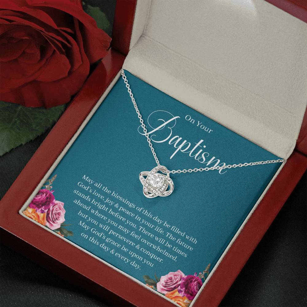 Adult Baptism Gift, Baptism Necklace, Baptism Keepsake, LDS Gift, Jewelry Baptism Gift, Adult Christening Gift Love Knot 08a