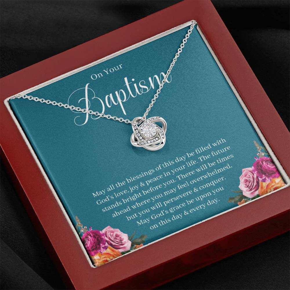 Adult Baptism Gift, Baptism Necklace, Baptism Keepsake, LDS Gift, Jewelry Baptism Gift, Adult Christening Gift Love Knot 08a