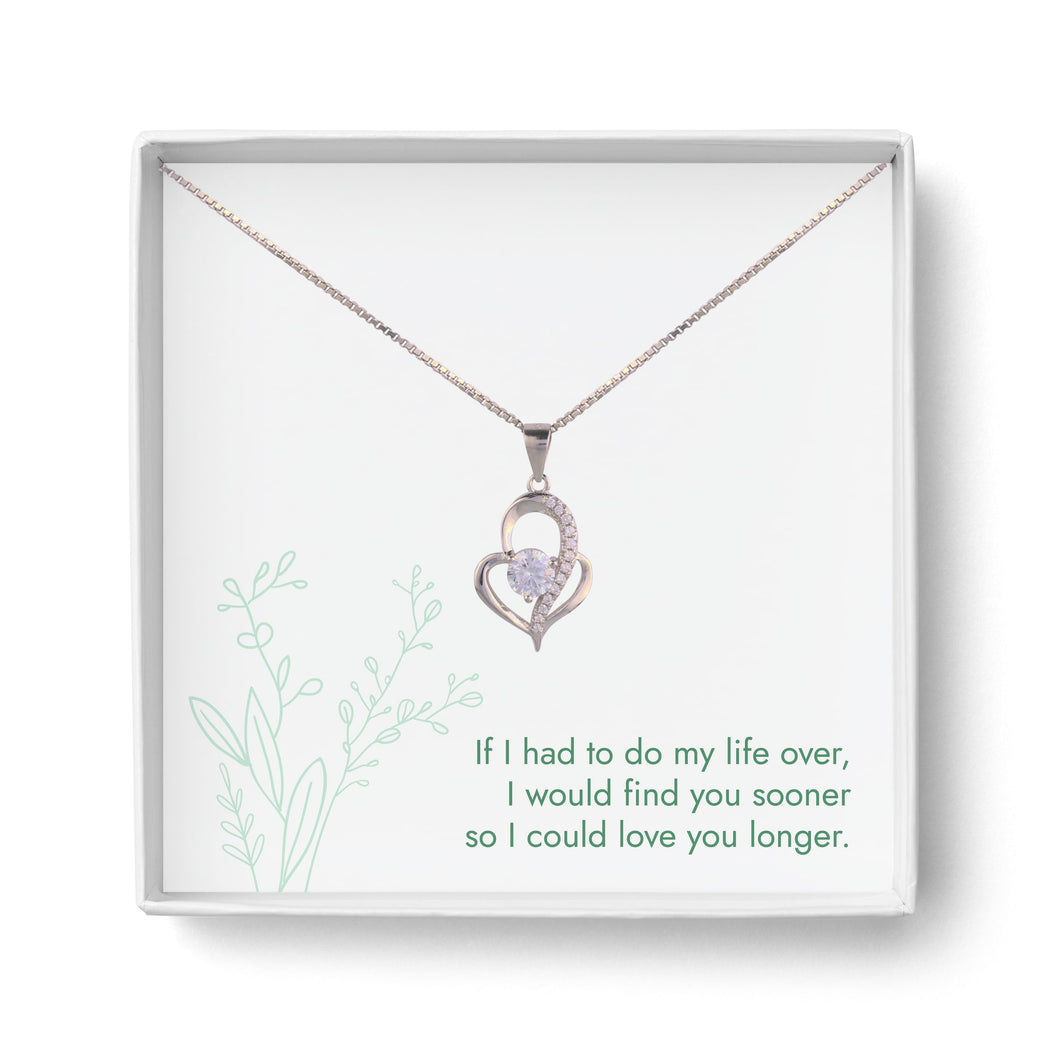 925 Sterling Silver Pave Heart Pendant Necklace